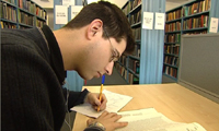 A student studying independently